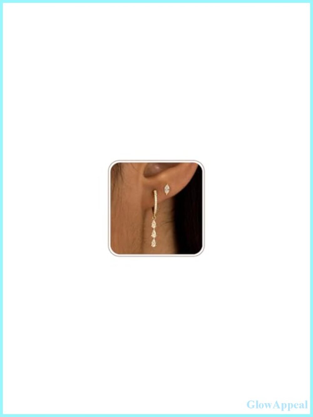 2 Pair Gold Huggie Hoop Earrings Set 14K Gold Plated Hypoallergenic Drop